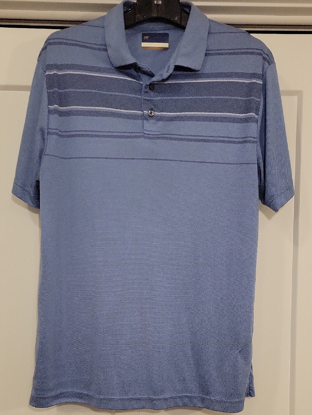 Men's Blue Striped Polo Shirt, Size M